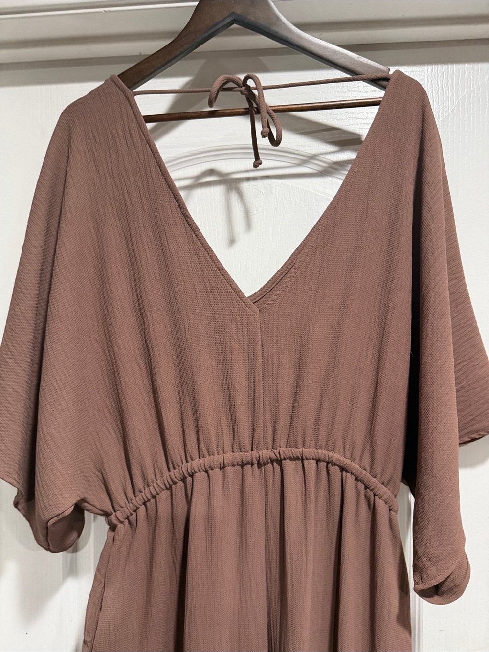 Three Bird Nest Taupe Brown V-Neck Jumpsuit - Picture 7 of 7
